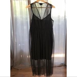 TOPSHOP Black Sheer Overlay Dress